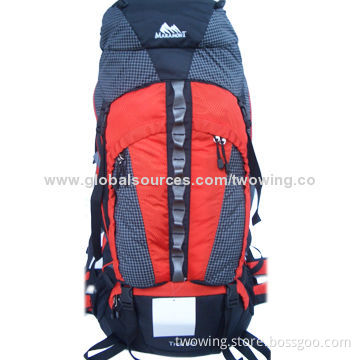 Hiking backpack with functional waist belt and air mesh back system, 420D ripstop fabric, 60L volume